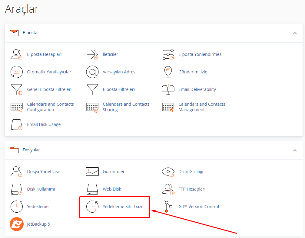 Wordpress Yedek Alma İşlemi İçin Cpanel Yedekleme Sihirbazı